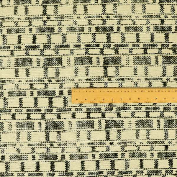 Black Beige Geometric Pattern Soft Chenille Upholstery Fabric JO-1289 - Roman Blinds