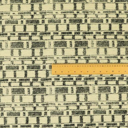 Black Beige Geometric Pattern Soft Chenille Upholstery Fabric JO-1289 - Made To Measure Curtains