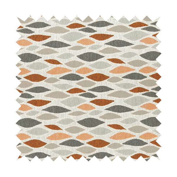 Eye Lid Pattern Fabric In Grey Orange White Colour Woven Soft Chenille Fabric JO-129