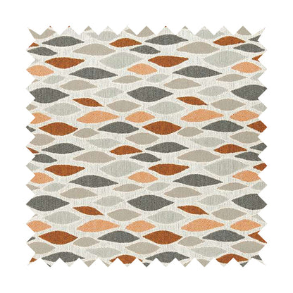 Eye Lid Pattern Fabric In Grey Orange White Colour Woven Soft Chenille Fabric JO-129 - Made To Measure Curtains