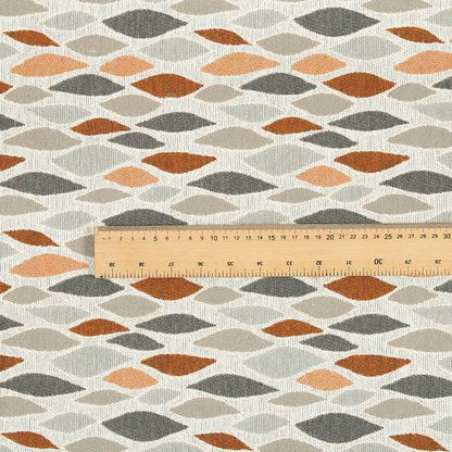 Eye Lid Pattern Fabric In Grey Orange White Colour Woven Soft Chenille Fabric JO-129 - Roman Blinds