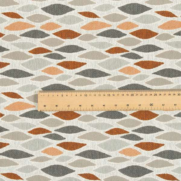 Eye Lid Pattern Fabric In Grey Orange White Colour Woven Soft Chenille Fabric JO-129 - Made To Measure Curtains