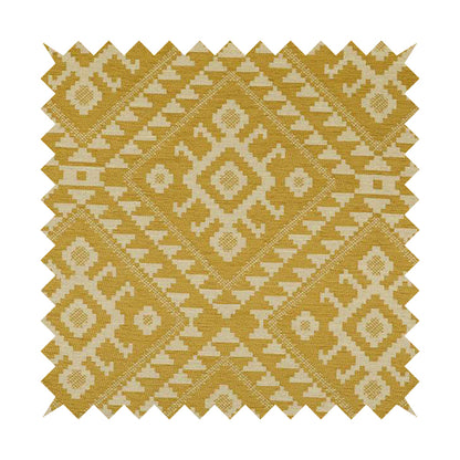 Yellow Cream Colour Kilim Aztec Pattern Furnishing Fabric JO-1290