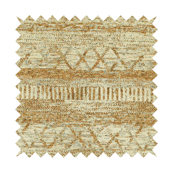 Orange Cream Colour Tribal Theme Aztec Pattern Striped Furnishing Fabric JO-1291 - Made To Measure Curtains