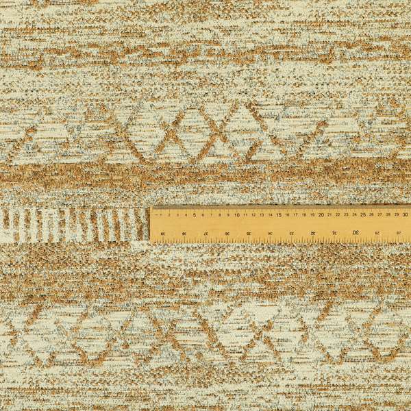 Orange Cream Colour Tribal Theme Aztec Pattern Striped Furnishing Fabric JO-1291 - Made To Measure Curtains