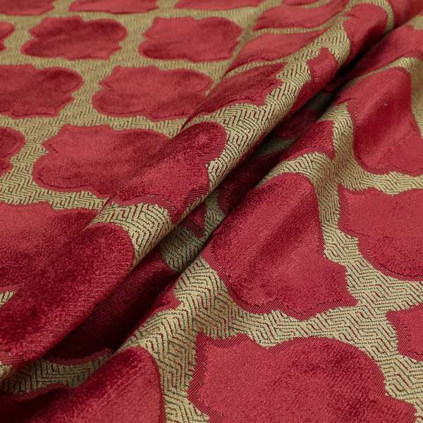 Uniformed Geometric Pattern Pink Colour Velvet Furnishing Upholstery Fabric JO-1293 - Roman Blinds