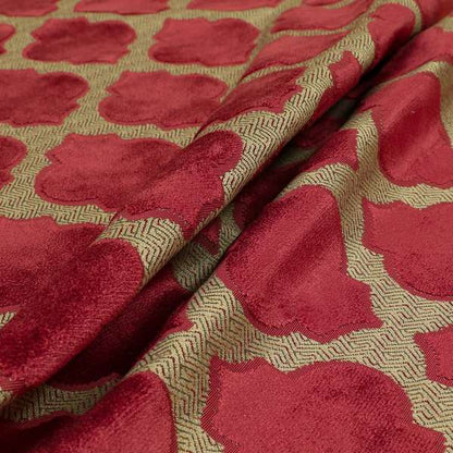 Uniformed Geometric Pattern Pink Colour Velvet Furnishing Upholstery Fabric JO-1293 - Roman Blinds