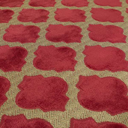 Uniformed Geometric Pattern Pink Colour Velvet Furnishing Upholstery Fabric JO-1293