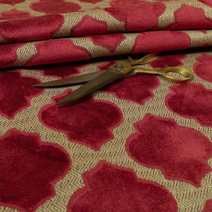 Uniformed Geometric Pattern Pink Colour Velvet Furnishing Upholstery Fabric JO-1293 - Roman Blinds