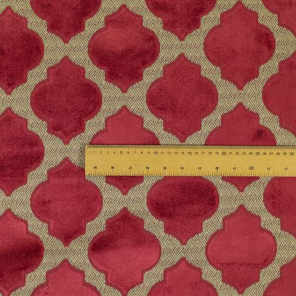 Uniformed Geometric Pattern Pink Colour Velvet Furnishing Upholstery Fabric JO-1293 - Roman Blinds