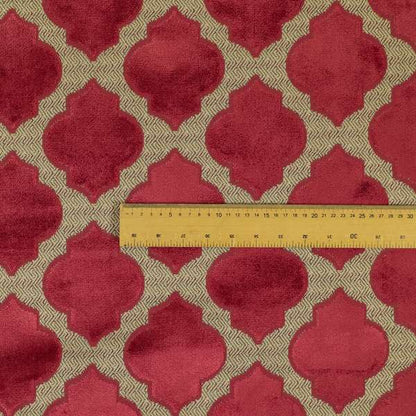 Uniformed Geometric Pattern Pink Colour Velvet Furnishing Upholstery Fabric JO-1293