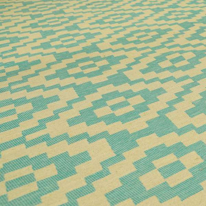 Blue Cream Colour Cubed Tetris Pattern Furnishing Upholstery Fabric JO-1295