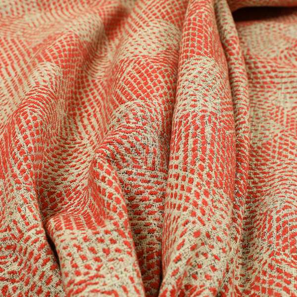 Red Grey Coloured Abstract Pattern Furnishing Upholstery Fabric JO-1296