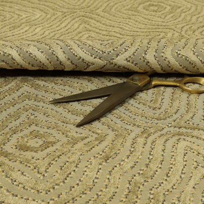 Mink Brown Colour Geometric Abstract Pattern Furnishing Velvet Upholstery Fabric JO-1297 - Roman Blinds