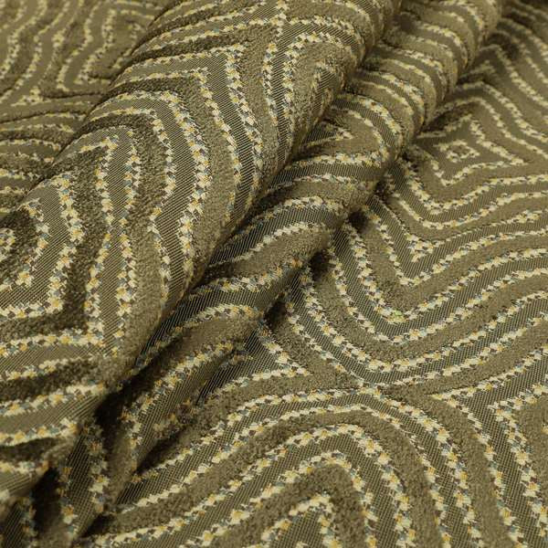 Brown Colour Geometric Abstract Pattern Furnishing Velvet Upholstery Fabric JO-1298 - Roman Blinds