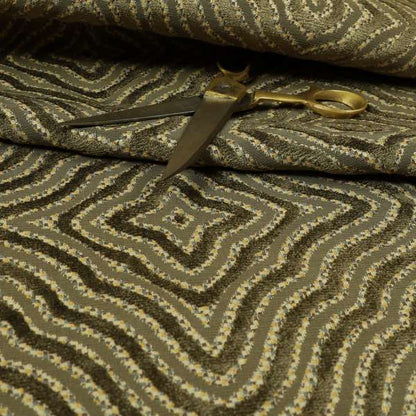 Brown Colour Geometric Abstract Pattern Furnishing Velvet Upholstery Fabric JO-1298 - Roman Blinds