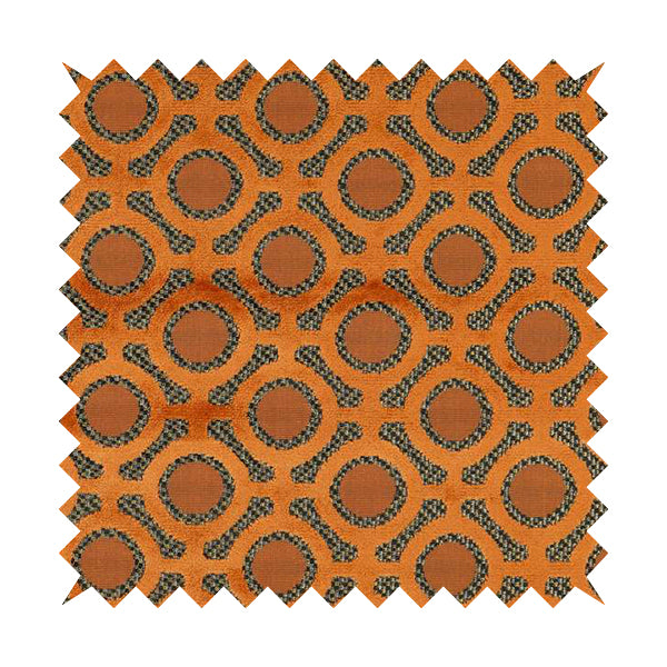 Orange Colour Uniformed Geometric Modern Pattern Furnishing Velvet Upholstery Fabric JO-1299 - Made To Measure Curtains