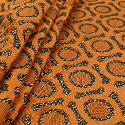 Orange Colour Uniformed Geometric Modern Pattern Furnishing Velvet Upholstery Fabric JO-1299 - Made To Measure Curtains