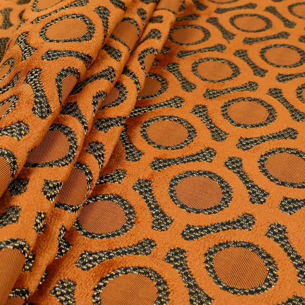 Orange Colour Uniformed Geometric Modern Pattern Furnishing Velvet Upholstery Fabric JO-1299