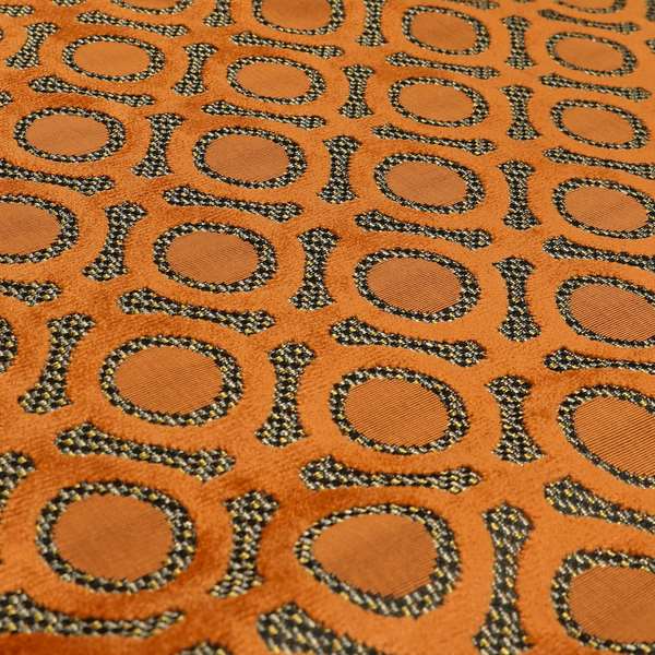 Orange Colour Uniformed Geometric Modern Pattern Furnishing Velvet Upholstery Fabric JO-1299 - Roman Blinds