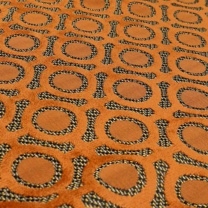 Orange Colour Uniformed Geometric Modern Pattern Furnishing Velvet Upholstery Fabric JO-1299 - Made To Measure Curtains