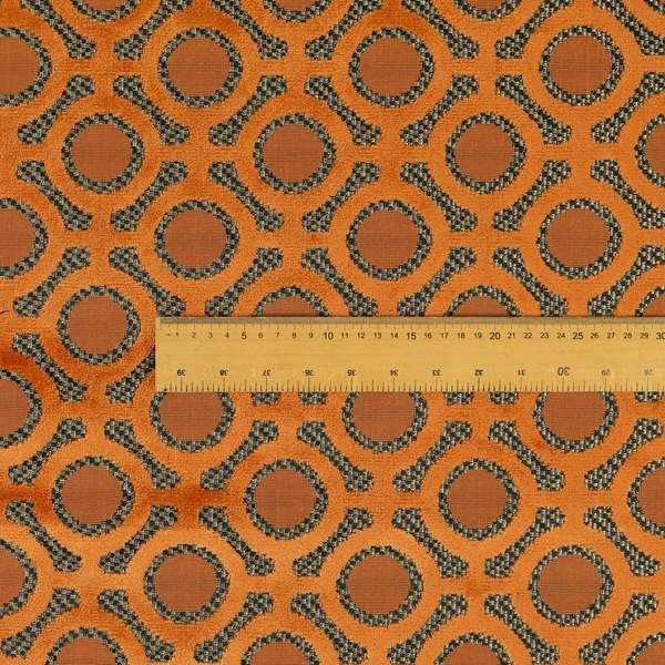 Orange Colour Uniformed Geometric Modern Pattern Furnishing Velvet Upholstery Fabric JO-1299 - Made To Measure Curtains