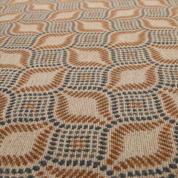 Geometric Orange Blue Eye Pattern Chenille Upholstery Fabric JO-13 - Roman Blinds