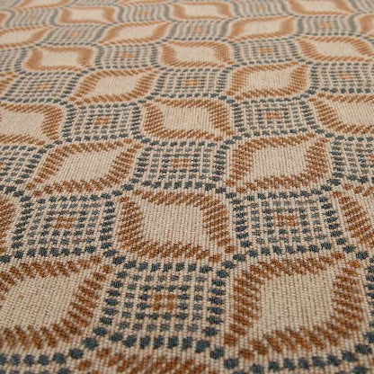 Geometric Orange Blue Eye Pattern Chenille Upholstery Fabric JO-13