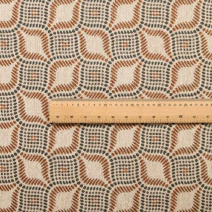 Geometric Orange Blue Eye Pattern Chenille Upholstery Fabric JO-13 - Roman Blinds