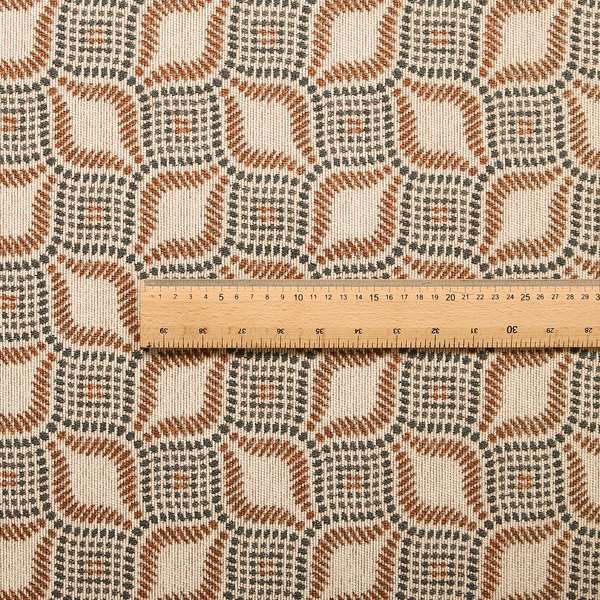 Geometric Orange Blue Eye Pattern Chenille Upholstery Fabric JO-13