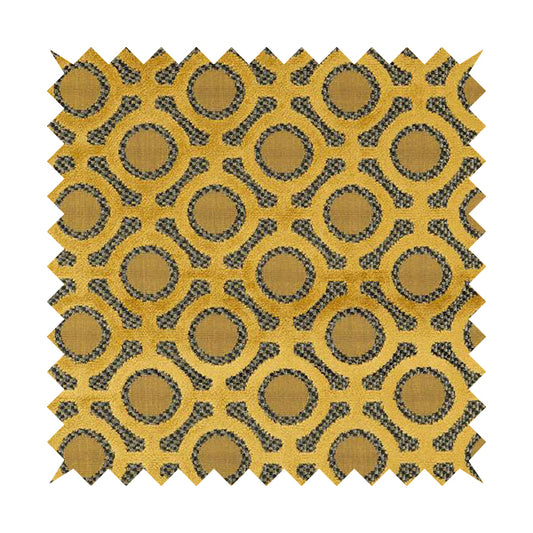 Golden Yellow Colour Uniformed Geometric Modern Pattern Furnishing Velvet Upholstery Fabric JO-1300