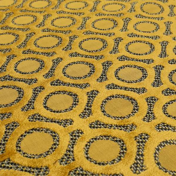 Golden Yellow Colour Uniformed Geometric Modern Pattern Furnishing Velvet Upholstery Fabric JO-1300 - Roman Blinds