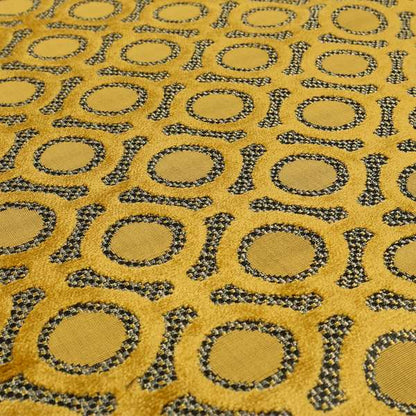 Golden Yellow Colour Uniformed Geometric Modern Pattern Furnishing Velvet Upholstery Fabric JO-1300 - Made To Measure Curtains