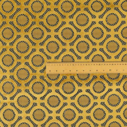 Golden Yellow Colour Uniformed Geometric Modern Pattern Furnishing Velvet Upholstery Fabric JO-1300 - Made To Measure Curtains