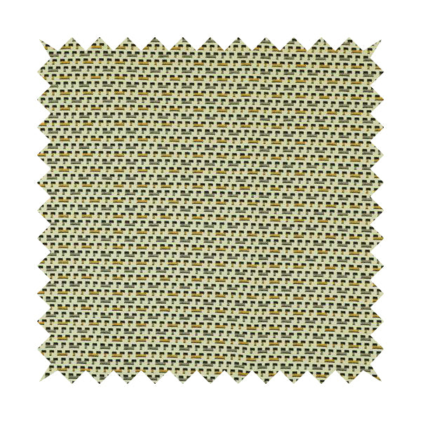 Cream Black Brown Yellow Small Pattern Geometric Chenille Upholstery Fabric JO-1303
