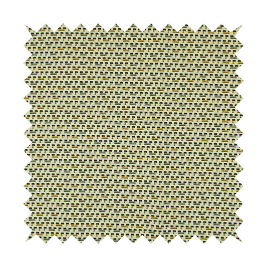 Cream Black Brown Yellow Small Pattern Geometric Chenille Upholstery Fabric JO-1303