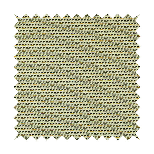 Cream Black Brown Yellow Small Pattern Geometric Chenille Upholstery Fabric JO-1303 - Made To Measure Curtains