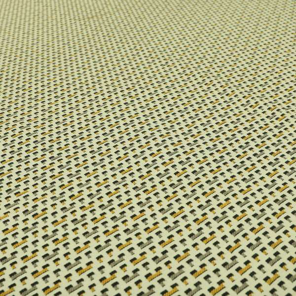 Cream Black Brown Yellow Small Pattern Geometric Chenille Upholstery Fabric JO-1303 - Roman Blinds