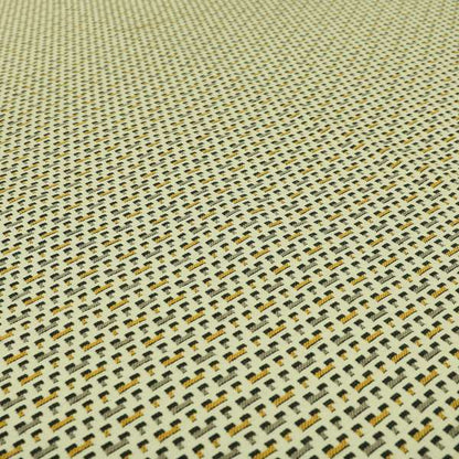 Cream Black Brown Yellow Small Pattern Geometric Chenille Upholstery Fabric JO-1303 - Made To Measure Curtains