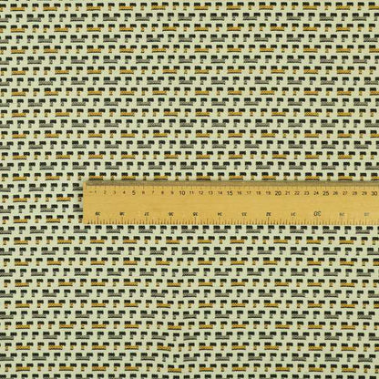 Cream Black Brown Yellow Small Pattern Geometric Chenille Upholstery Fabric JO-1303 - Roman Blinds