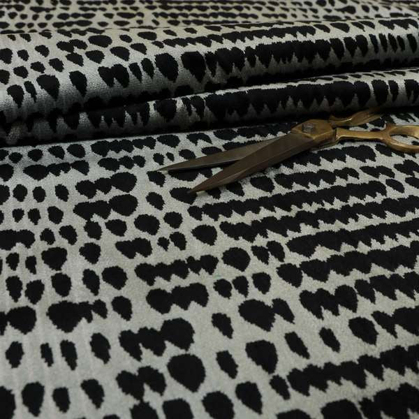 Black Grey Colour Abstract Geometric Pattern Heavy Quality Velvet Upholstery Fabric JO-1305 - Made To Measure Curtains