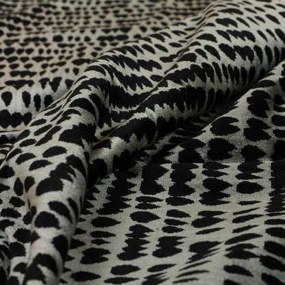 Black Grey Colour Abstract Geometric Pattern Heavy Quality Velvet Upholstery Fabric JO-1305 - Made To Measure Curtains