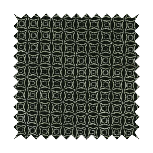 Diamond Geometric Pattern Black Silver Colour Chenille Upholstery Fabric JO-1308