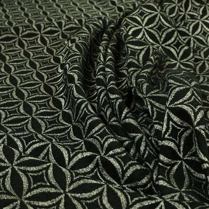 Diamond Geometric Pattern Black Silver Colour Chenille Upholstery Fabric JO-1308 - Made To Measure Curtains