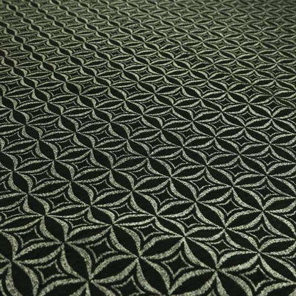 Diamond Geometric Pattern Black Silver Colour Chenille Upholstery Fabric JO-1308 - Roman Blinds