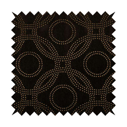 Vegas Brown Bronze Shine Effect Geometric Dotted Medallion Pattern Soft Chenille Upholstery Fabric JO-131 - Made To Measure Curtains