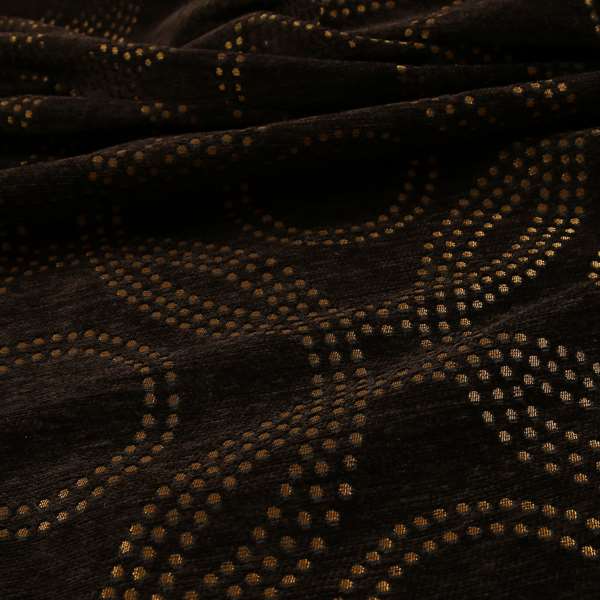 Vegas Brown Bronze Shine Effect Geometric Dotted Medallion Pattern Soft Chenille Upholstery Fabric JO-131 - Handmade Cushions