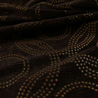 Vegas Brown Bronze Shine Effect Geometric Dotted Medallion Pattern Soft Chenille Upholstery Fabric JO-131 - Made To Measure Curtains