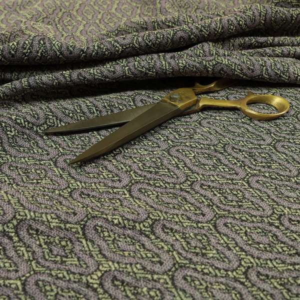 Grey Background With Purple Eclipsed Pattern Chenille Upholstery Fabric JO-1311 - Roman Blinds