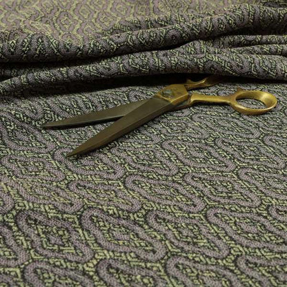 Grey Background With Purple Eclipsed Pattern Chenille Upholstery Fabric JO-1311